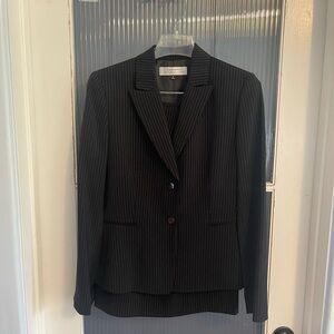 Vintage 2002 Tahari Arthur S. Levine Black Striped Women's Blazer and Skirt Set